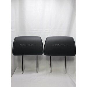15-20 GM SUV OEM Denali Black Leather Front Seat Headrests Head Rest Lot Of 2